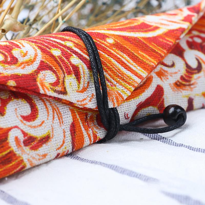 Portable Tableware Bag Japanese Printing Reusable Drink Straw Chopstick Cutlery Pouch Drawstring Bag Cutlery Bag For Spoon Fork