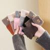Gloves Unisex Knitted Half-finger Wool Thickened and Piled Winter Warm Office Writing Cold