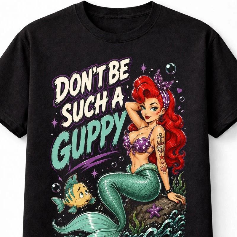 Tattoo Mermaid Ariel Pin Up Retro Ocean Graphic Unisex TShirt S