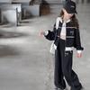 Fashionable Girls Casual Suit Spring New Korean Style Casual Cardigan Jacket Wide Leg Pants Fashion Two-piece Set For Older Children