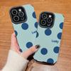 Custodia Verticale in Pelle con Fantasia di Pois Blu Carini, Custodia Morbida in Silicone Antiurto con Protezione Completa per Obiettivo Fotocamera per IPhone Samsung