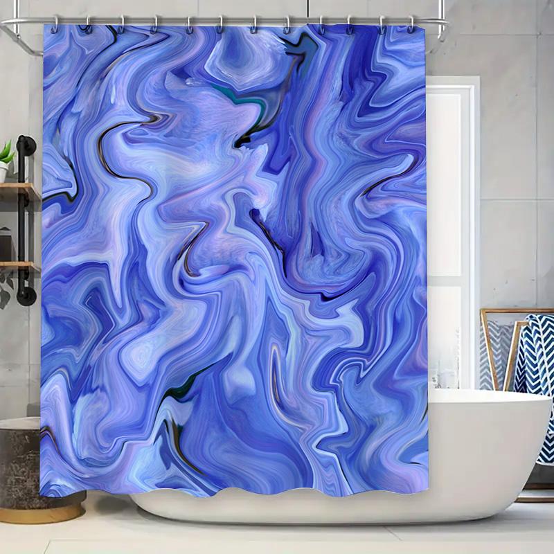 

Modern Blue And White Swirl Shower Curtain Premium Quality Bath Decor For Home Bathroom W60H190(CM)-1 Pcs