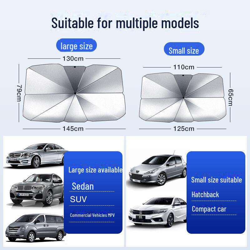 Sonnenblende für Windschutzscheibe für Kleinwagen - Wärmeisolierung und UV-Schutz