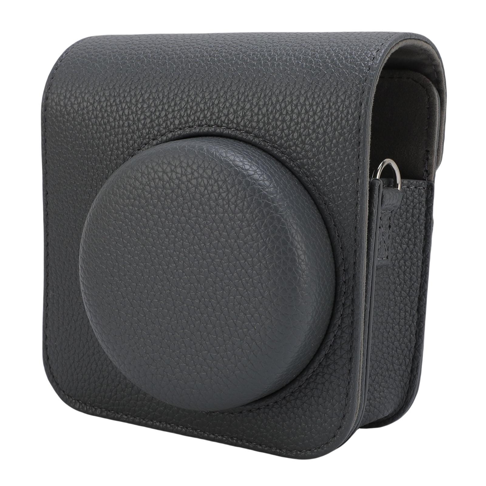 

Protective Case Fit for Mini41 Instant Camera Litchi Pattern PU Leather Magnetic Flip Lid Retro Camera Bag with темно-сірий
