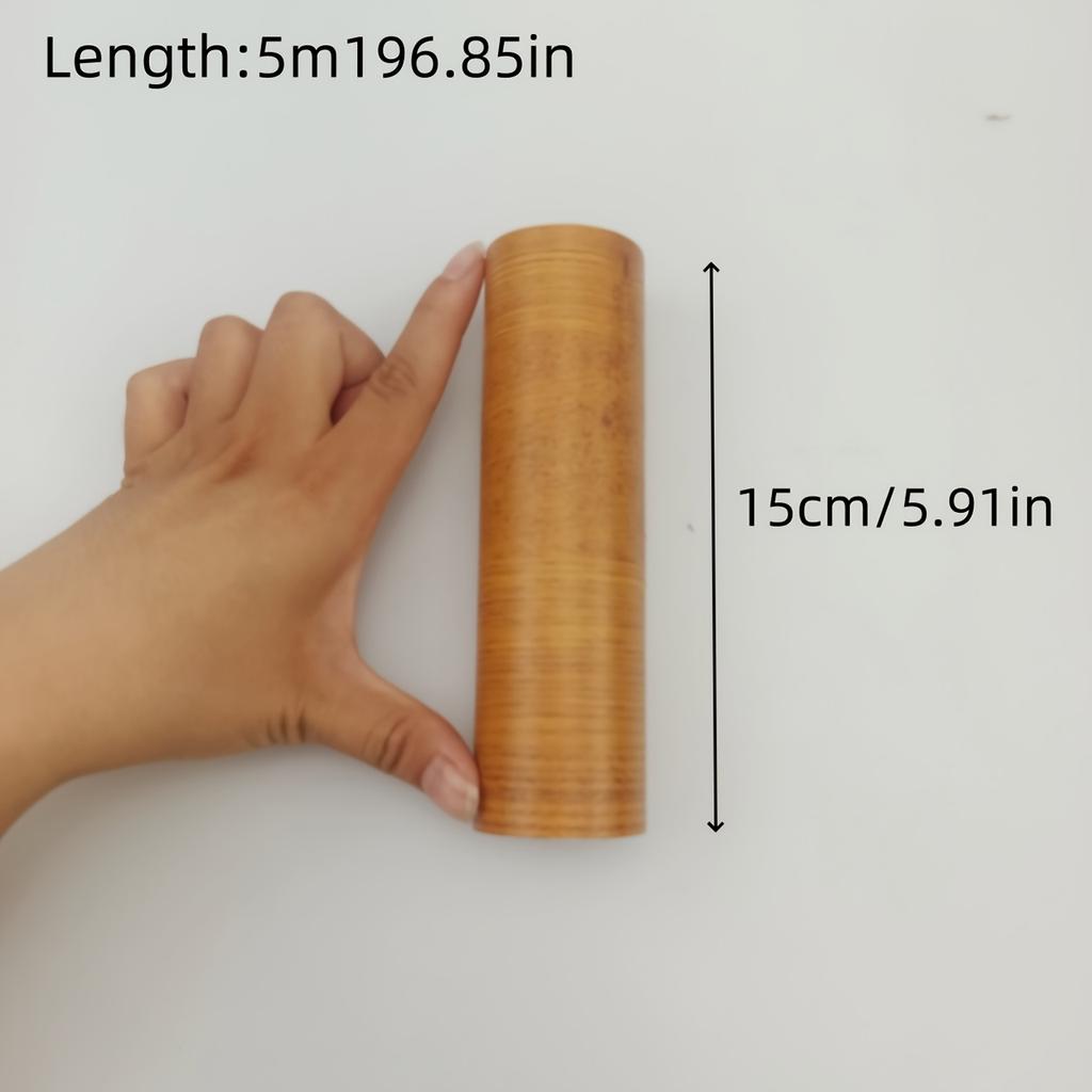 1Pc 5m/196.85in Self-adhesive Wood Grain Door Frame Decorative Stickers Wood Grain Skirting Waistline Home Decor Wall Stickers