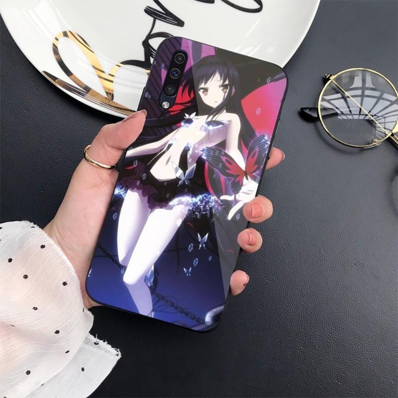 Accel World Telefonhülle für Samung A32 A51 A52 HINWEIS 10 20 S10 S20 S21 S22 Pro Ultra Schwarze PC-Glas-Telefonabdeckung