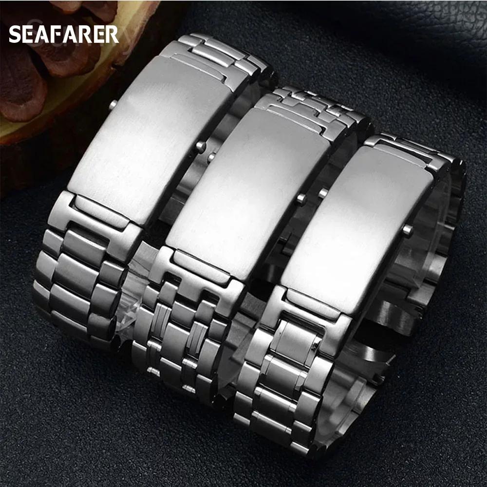 Quality 316L 18mm 20mm 22mm Silver Stainless Steel Watch Bands Strap For Omega Seamaster Speedmaster Planet Ocean Belt Watchband