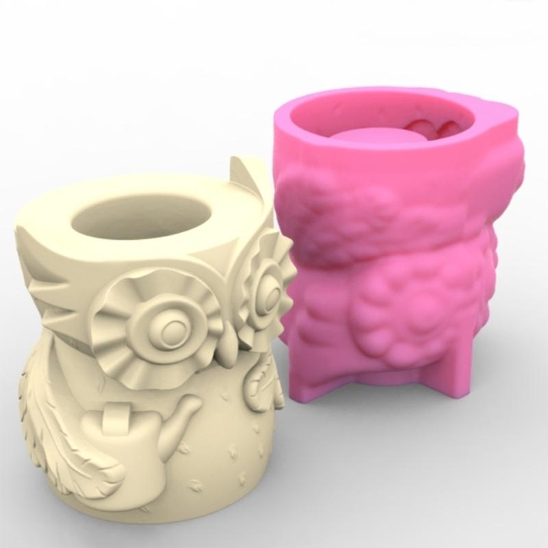Owl Mom Dad Gypsum Flower Pot Silicone Mold Epoxy Resin Casting Mold Succulent Vase Cement Clay Mold Pen Holder Mold