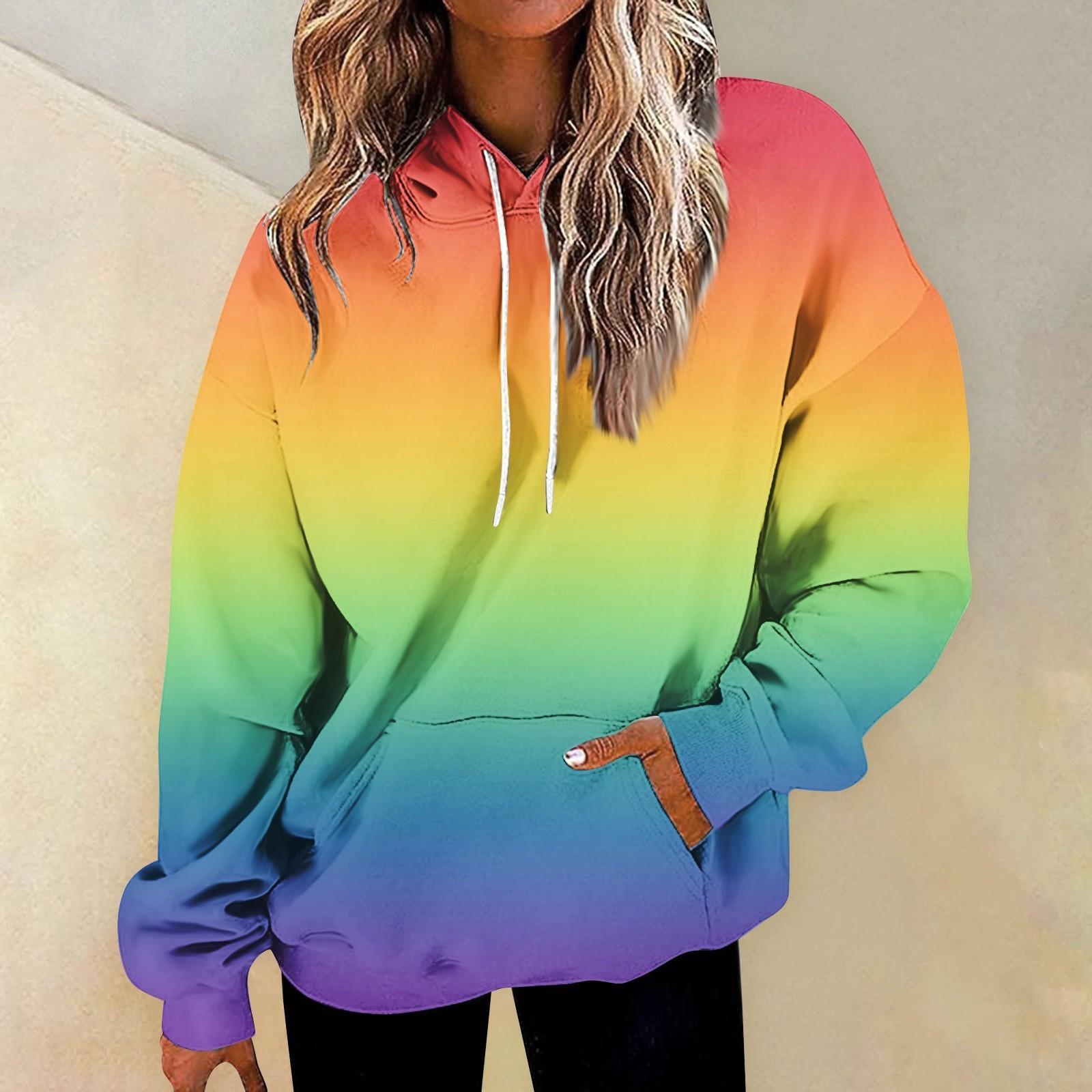 

Женская мода Повседневные Универсальные Повседневные толстовки с круглым вырезом Графика Повседневные с длинным рукавом Градиент Лоскутная верхняя одежда с принтом Толстовки S