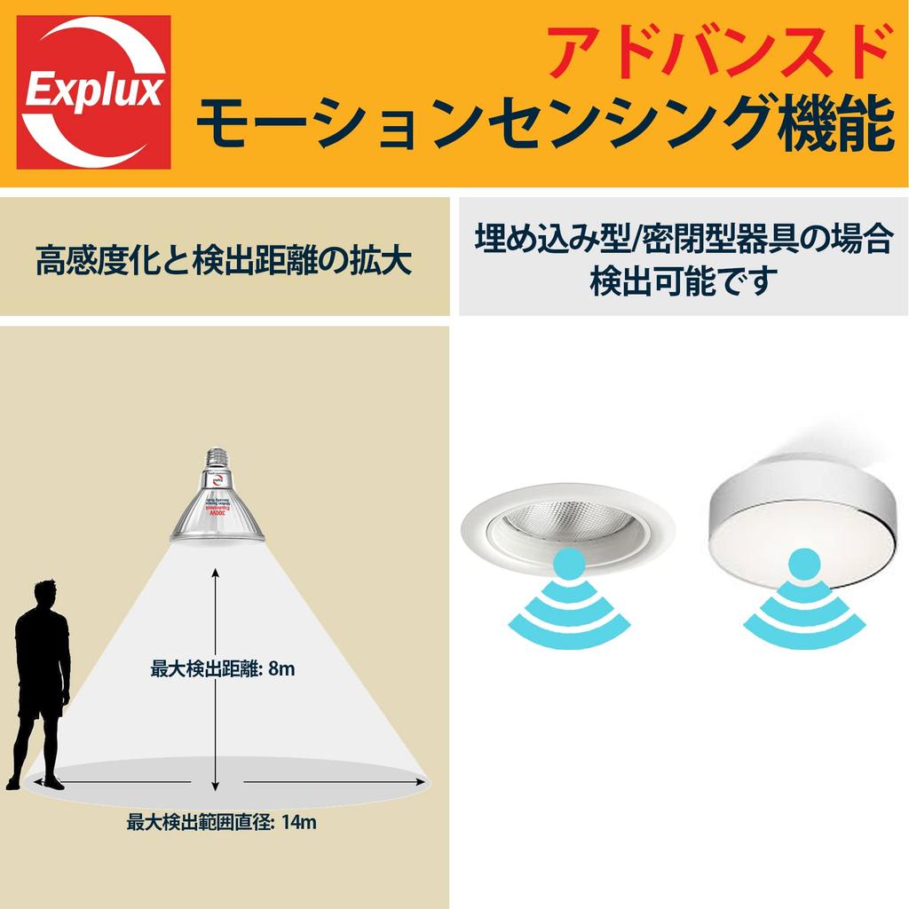 Explux LED Bulb, E26 Base, with Motion and Light Sensor, 250W Equivalent, Daylight White, High Beam Type, Ultra-High Brightness 2500lm, Outdoor