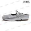 Outer slippers women's 2025 new summer flat bottom inner height increase half slippers soft-soled sandals silver Mary Jane women's shoes