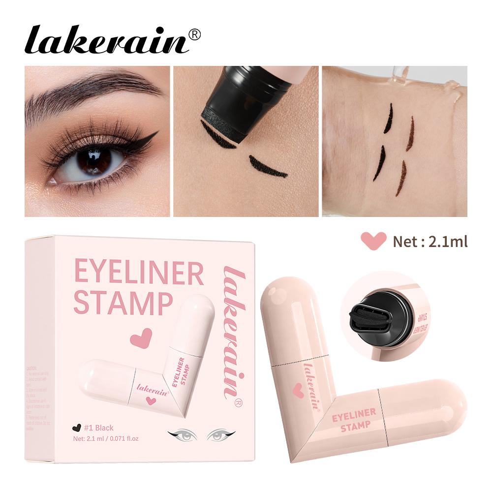 Lakerain Eyeliner Stamp One-Press Forming Beginner Friendly Fast Drying Formula Waterproof Sweat-proof Intense Color Eyeliner