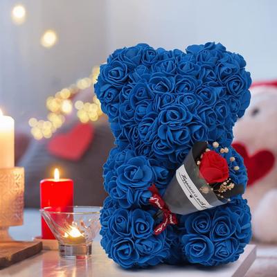Cute Bear Artificial Rose Flower with Gift Box Valentine's Day Gifts for Mom Wife Grandma Girlfriend Sister In Mother's Day Birthday Anniversary
