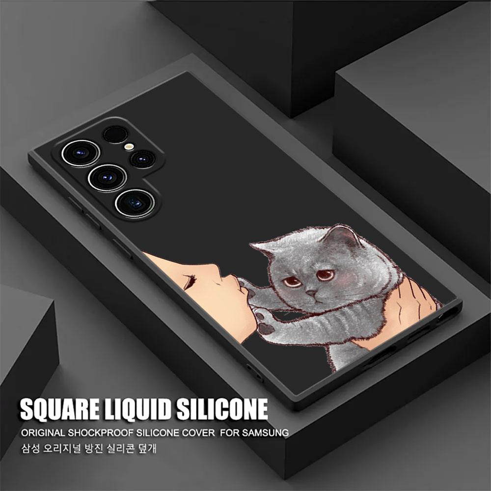 

Cat Kissing Disgusting Phone Case For Samsung Galaxy S26 Ultra Cases S25 FE S24 S23 S21 Ultra S20 FE S22 S26 Plus 5G Black Cover Galaxy S20 5G