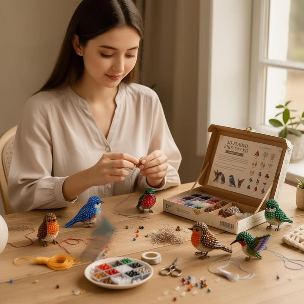 Tiny 3D Beaded Animal DIY Kit, Easy DIY Beading Embroidery Kit With 4 Cute Designs, 3D Animal Themed Beadwork Kit For Beginners