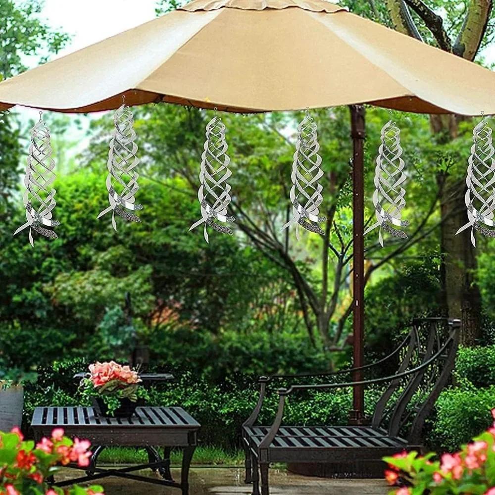 Pack of 6 Reflective  Bird Repellent Wind Spiral Bird Deterrent Reflectors Garden Decoration for Balcony Garden