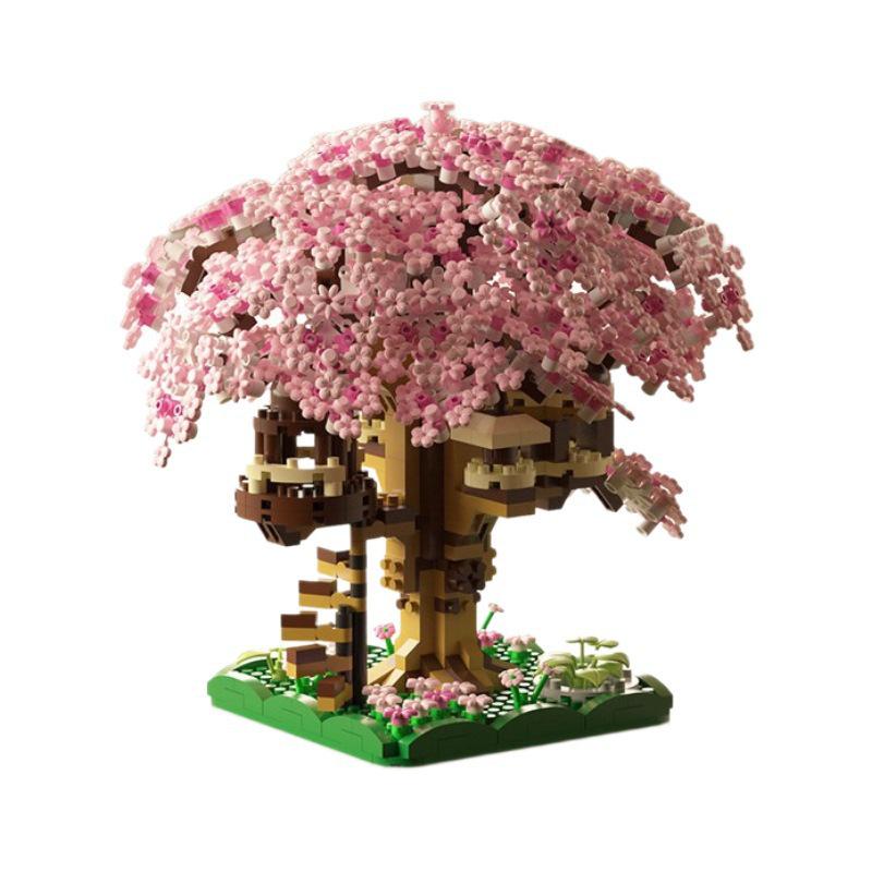Cherry Blossom Treehouse Compatible with LEGO Blocks - DIY Flower Ornament & Gift for Girls