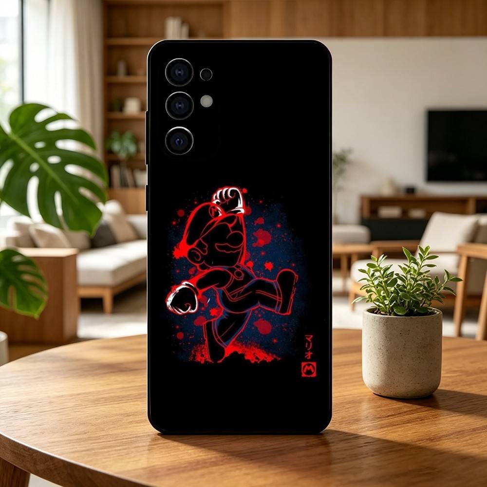 cartoon Super-M MarioS Bros Phone Case For Samsung S25,S24,S21,S22,S23,S30,Ultra,S20,Plus,Fe,Soft Silicone Black Cover