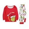 Christmas Print Family Matching Pajama Set Long Sleeve Long Pants Neck for Women Men and Kids