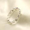 Silver Plated Star CZ Eternity Band Ring, Dainty Openwork Star Stackable Ring for Women