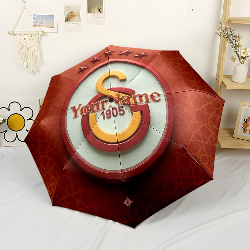 Galatasaray1 Customizable Name Umbrella Outdoor Automatic Umbrella Compact 8-Rib Lightweight Lightweight All-Season Travel Outdoor Accessory