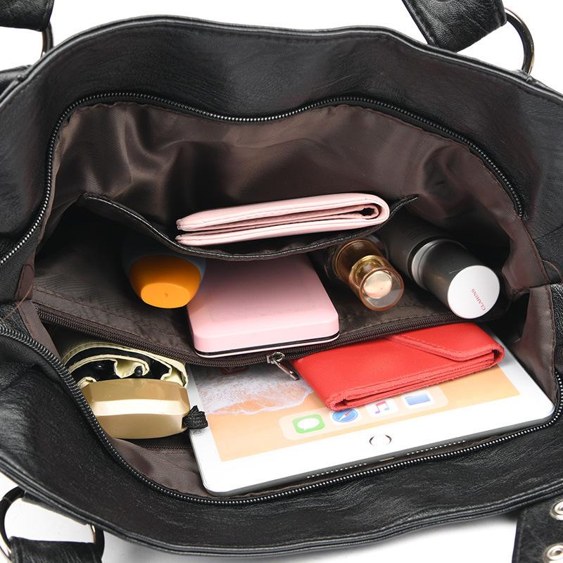 Tragetasche Damenmode große Kapazität lässige Umhängetasche einfache Textur atmosphärisch weiches Leder Umhängetasche