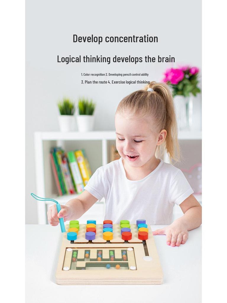 Wooden Rolling Ball Maze Game: Toddler Puzzle for Hand-Eye Coordination and Early Education