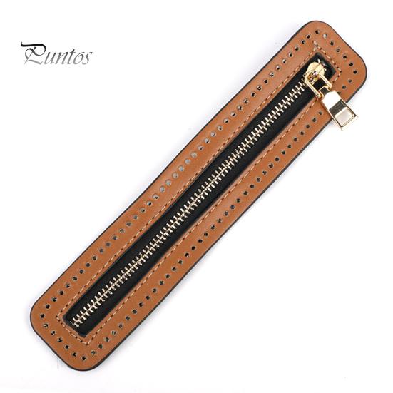 Faux Leather Bag Zipper Strip Stainless Clothing Luggage Faux Leather DIY Sewing Zipper Chain with Sewing Holes