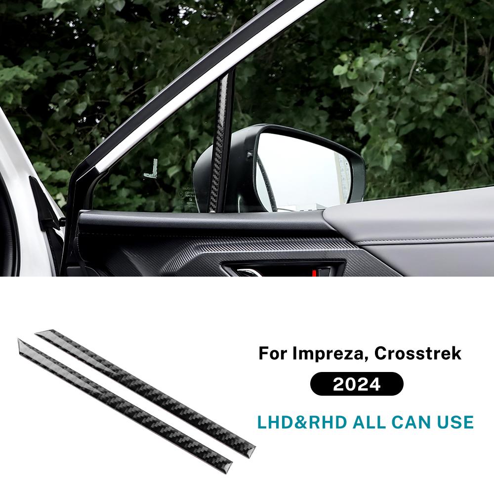 Real Soft Carbon Fiber Sticker For Subaru Crosstrek Impreza 2025 Car Front Door Triangle Winow Interior RHD LHD Accessories