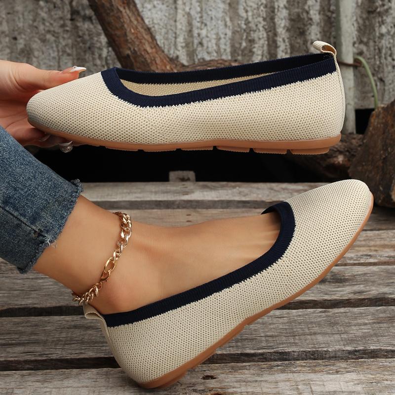 Fashion Spring Autumn New Outwear Solid Color Oversized Shallow Cut Shoes Women's Knitted Comfort Flat Shoes Sneakers Boat Shoes
