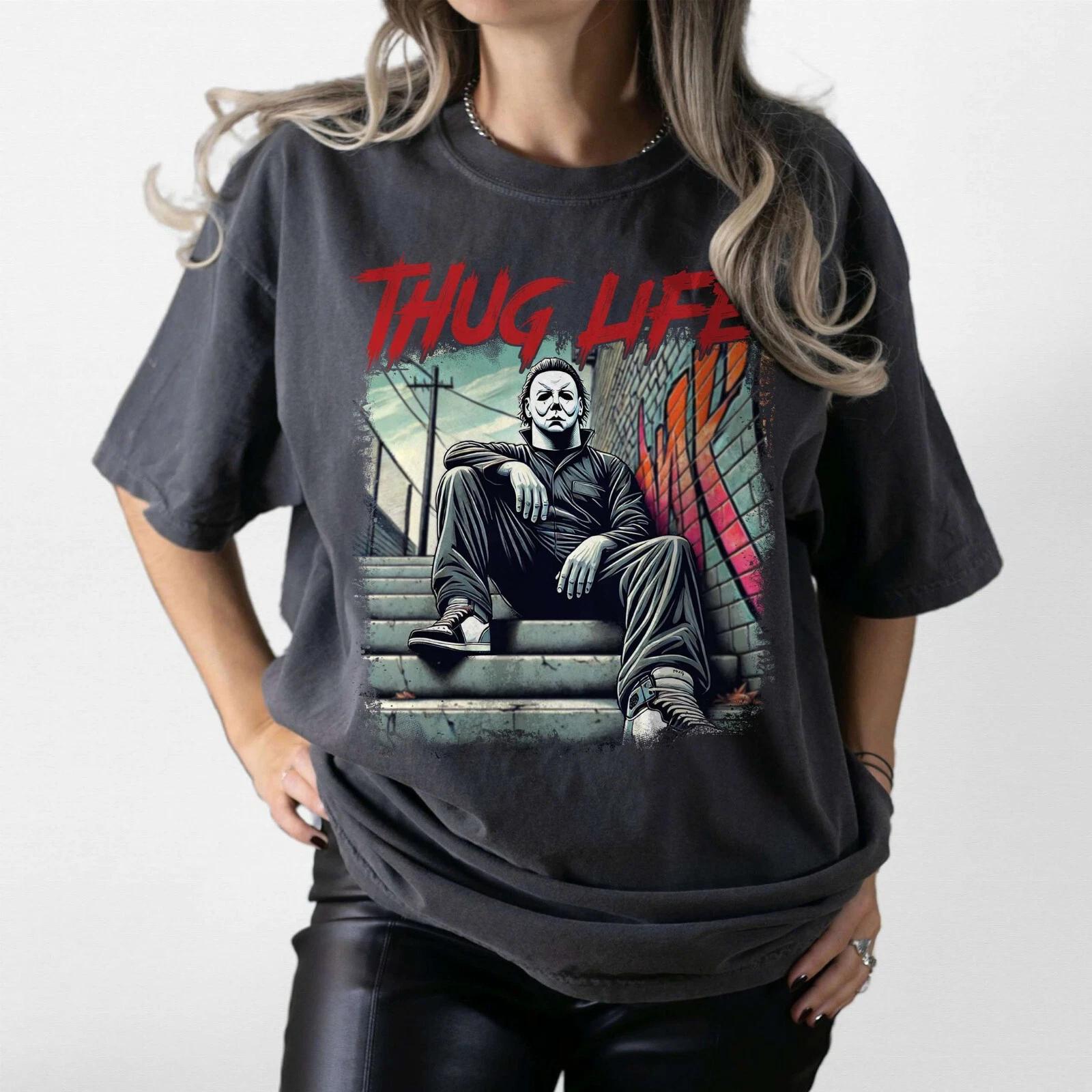 Michael Myers Thug Life T-Shirt, Halloween 2024 Horror Icons, Scary Killers Tee XL