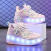 Walking Shoes Girls Shoes Will Shine Skates Outdoor Running Pulley Fashion Children's Sneakers Breathable Mesh Shoes
