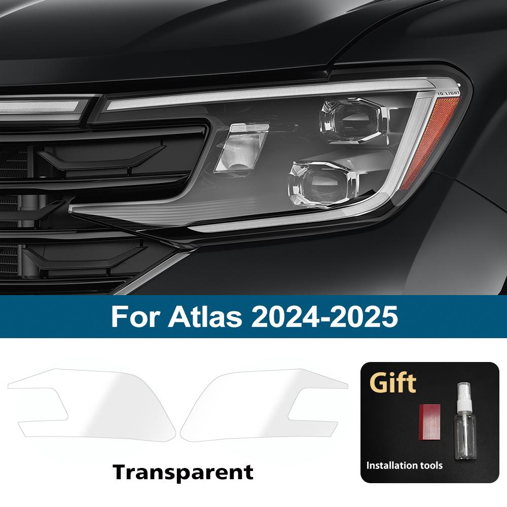 Smoke Black Pre Cut Car Headlight Protective Film for Volkswagen Atlas 2025-2025 TPU PPF Anti-Scratch Auto Vinyl Wrapping Film