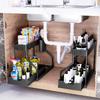 Under-sink Storage Rack, Kitchen Cabinet Storage, Dual-slide Storage Drawer, Multi-purpose Bathroom Storage Basket