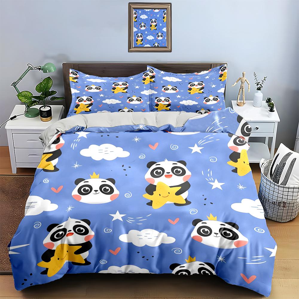 Pandas, stars, clouds. Bedding Duvet cover sets Duvet covers Pillowcases gifts (1 * Duvet Cover 2 * Pillowcases, without duvet insert)
