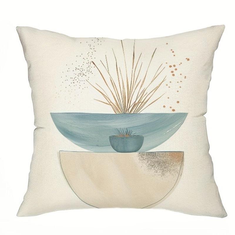 Boho Abstract Plant Geometry Throw Pillow Covers Eucalyptus Leaves Decor Cushion Covers Modern Mid Century Botanical Minimalist
