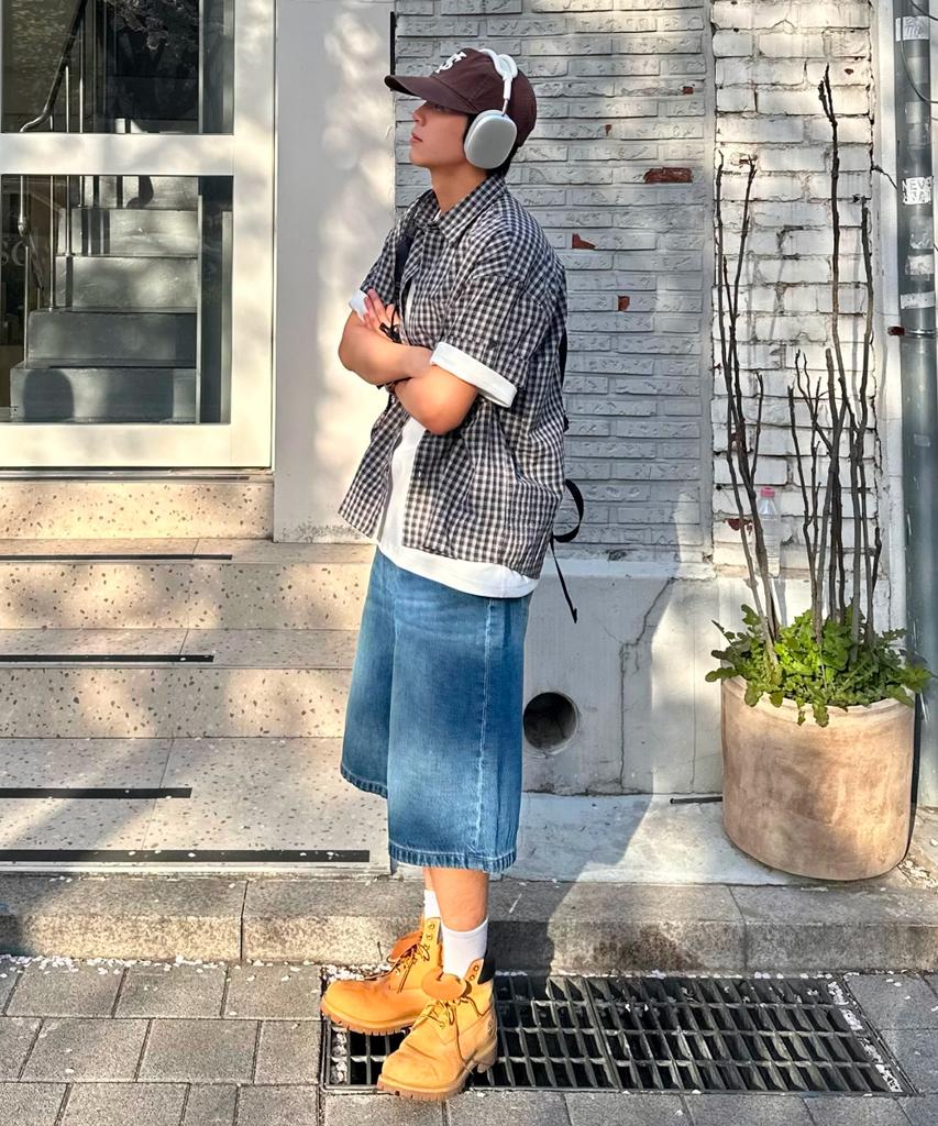 Seupao Roll-Up Short Sleeve Check Shirt_Spycg25C06 (A Type)