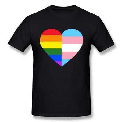 Funny Men's LGBT Rainbow And Transgender Flag Heart  Cotton Prints Casual Short Sleeve T-Shirt Printing Tees Clothing - Men's...