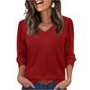 Women's Fashion Casual Solid Color V-neck  T-shirt Top