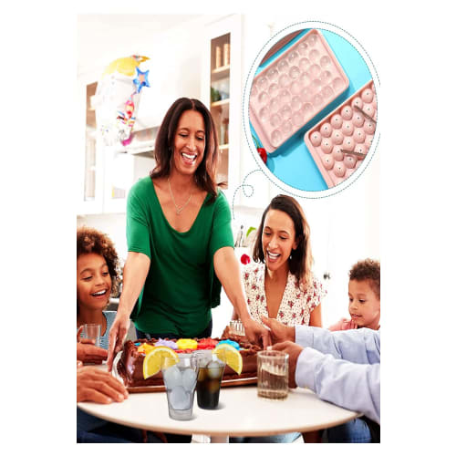 YFFSFDC Ice Maker Tray with Lid, Round Ice Maker, Easy-to-Remove Ice Balls, Perfect for Snacks, Tea, and Alcohol, with Ice Cream Holes, Durable and La