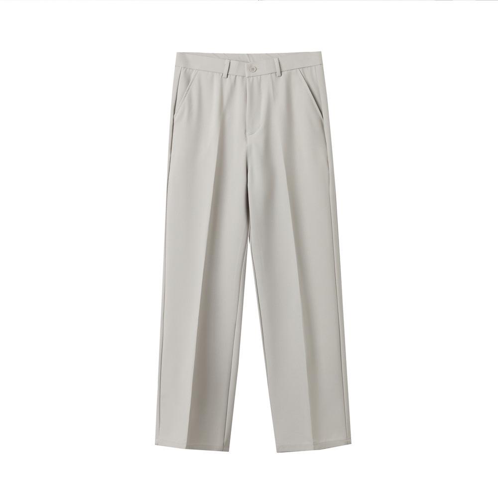 Men's Trendy Spring Loose-Fit Straight Leg Trousers with Half Elastic Waist