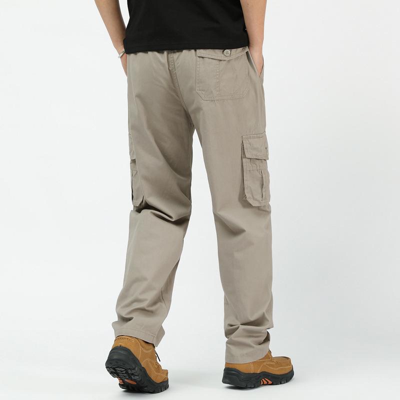 Spring & Autumn Multi-Pocket Loose Fit Casual Pants for Middle-Aged Men