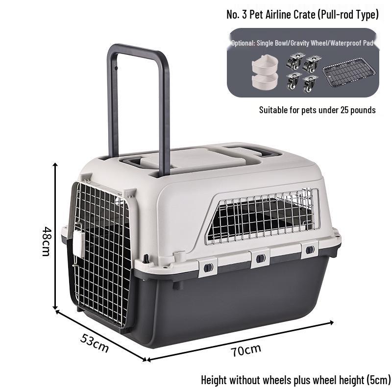 Pet Airline Carrier: Breathable, Convenient Cat & Dog Trolley Box