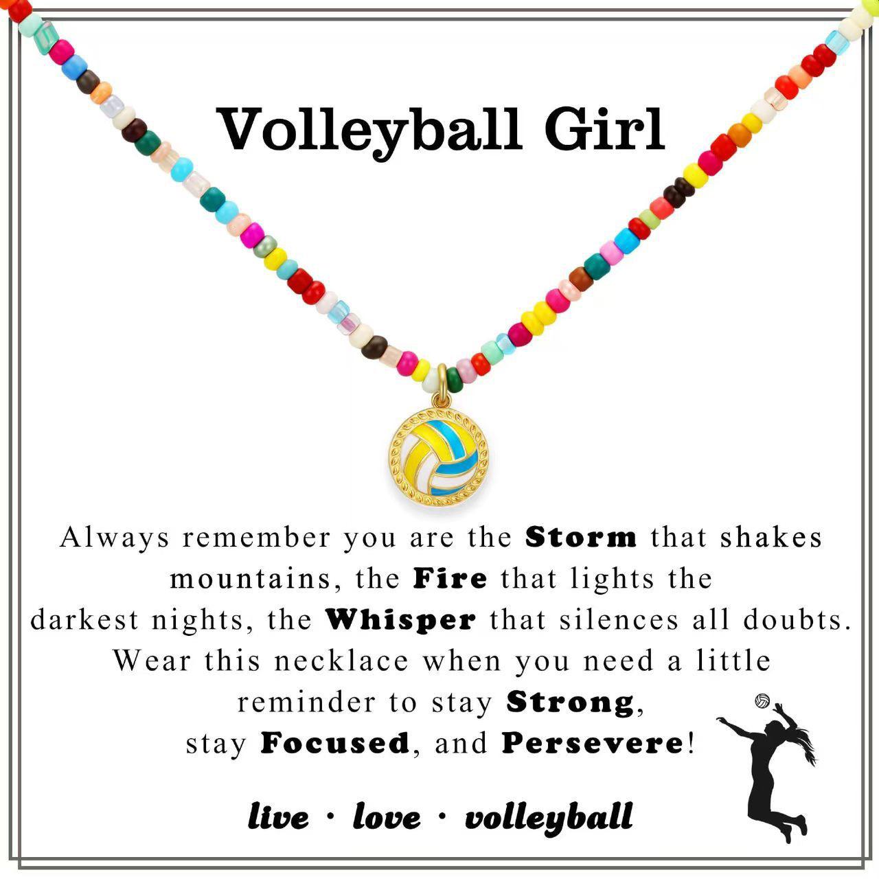 

14K Gold Cross World Cup Beaded Sphere Necklace - Sports Football Volleyball Pendant Gold
