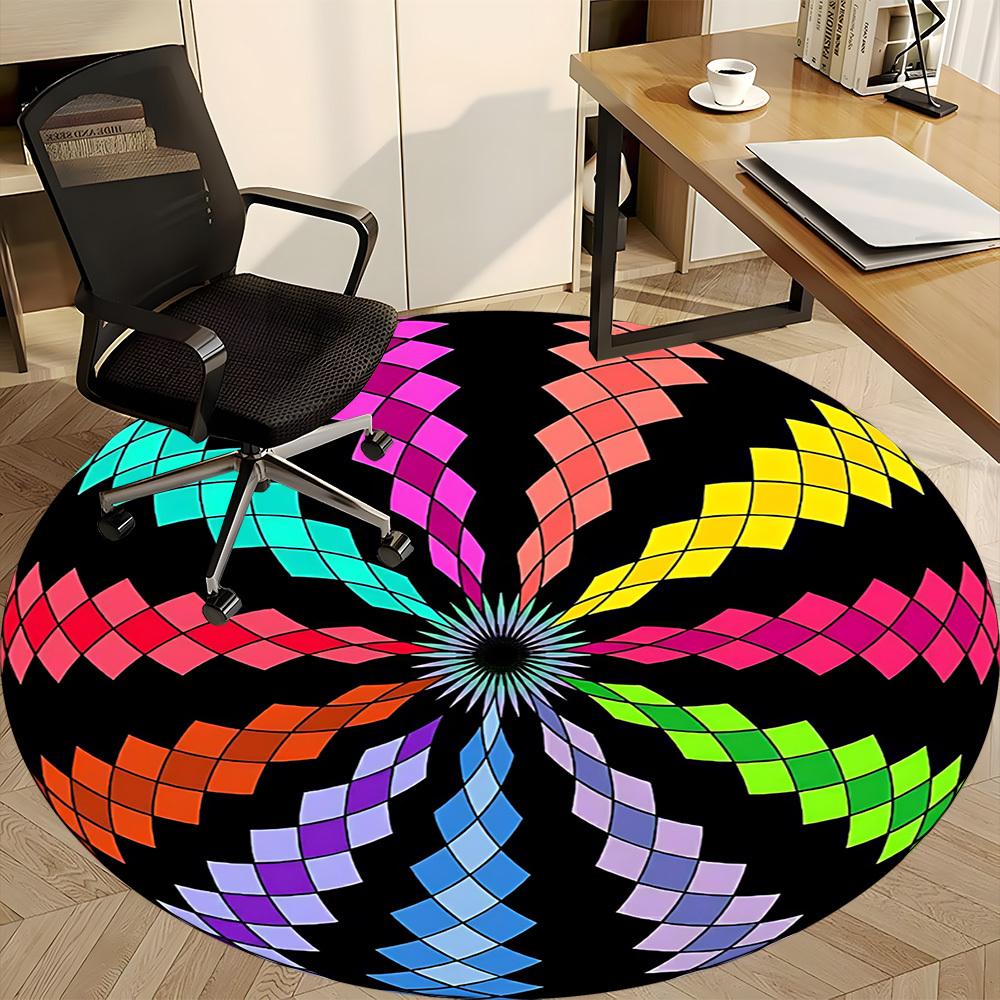1 Stück bunter runder Teppich für das Büro, rutschfest, weich und langlebig, für die Innendekoration, perfekt fürs Büro