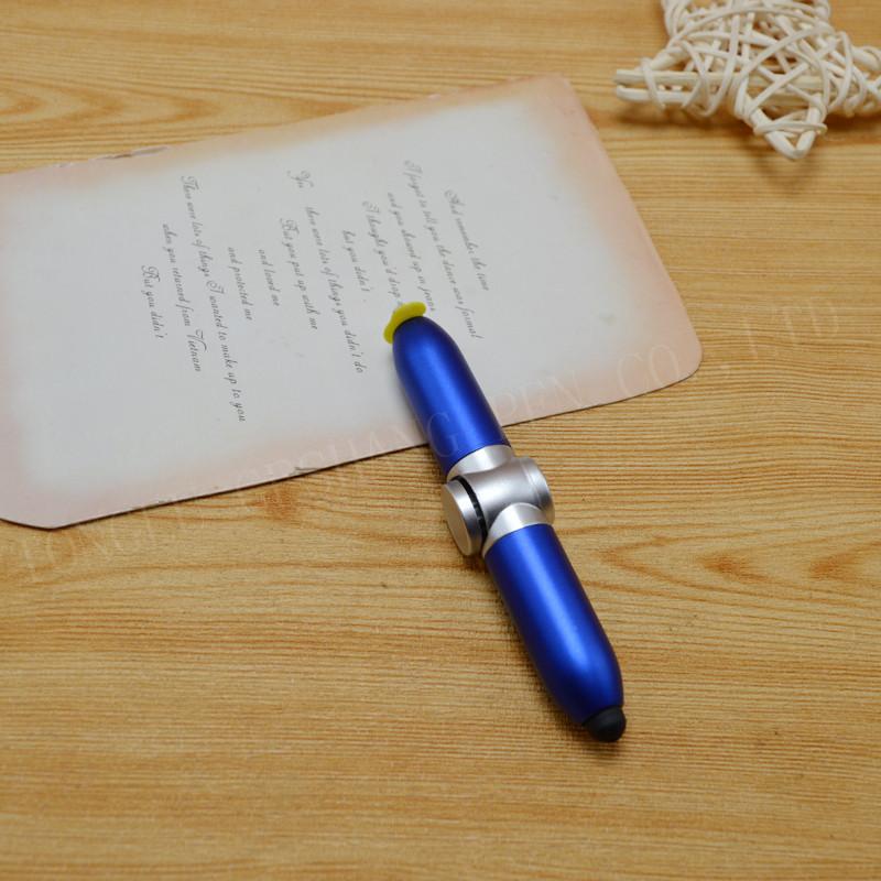 Popular Spinner Pen Light up Pen Multifunctional Mini Plastic Finger Fidget Spinner Stylus Pen With Led Light синий