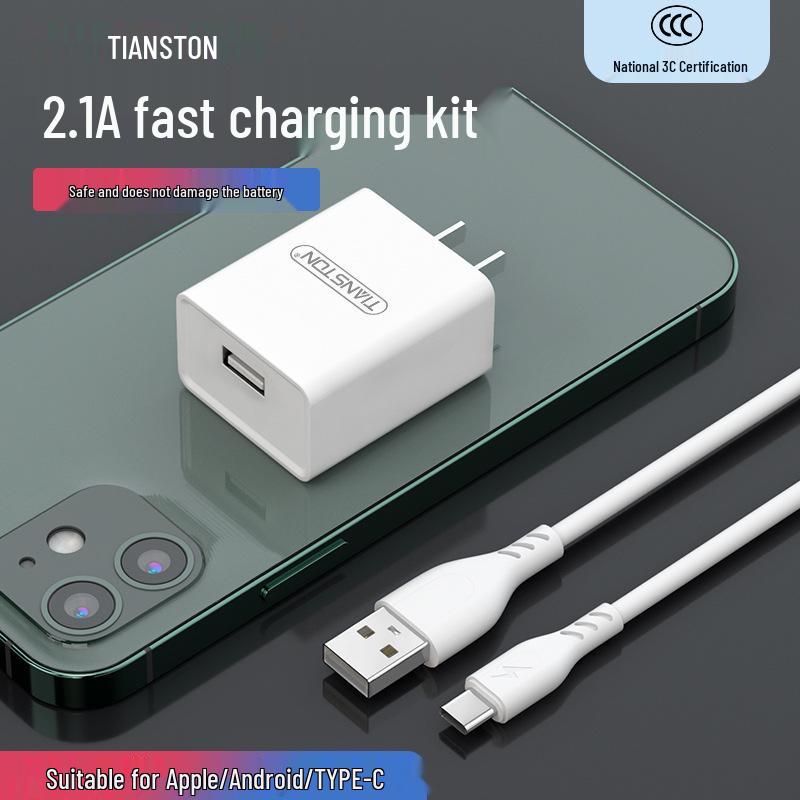 3C Certified Fast Charger Set, 2.1A, Compatible with Android & Apple, Logo Customization Available.