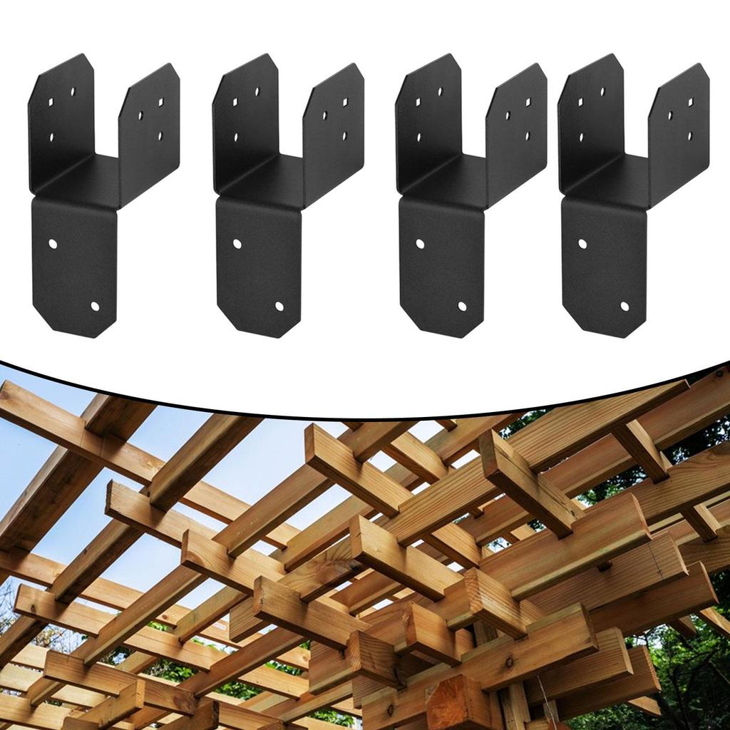 4 Pack Beam Connector to Roof, Mending Plate, Base Bracket for Wooden Structures