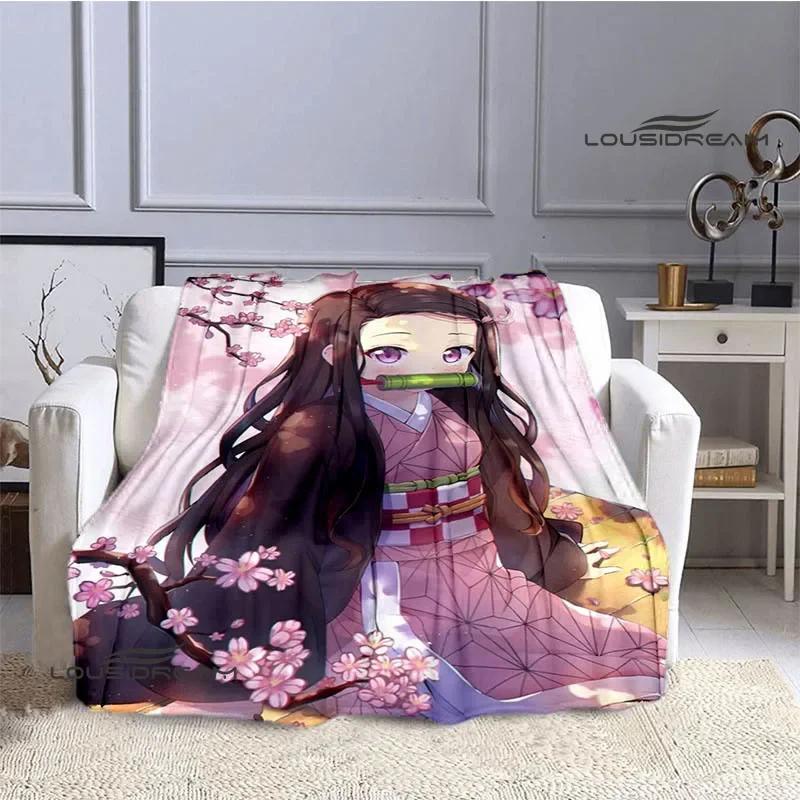 Demon Slayer Cartoon Deka s potiskem Dětské Teplé deky Flanel Měkká a pohodlná podšívka do postele Dárek k narozeninám