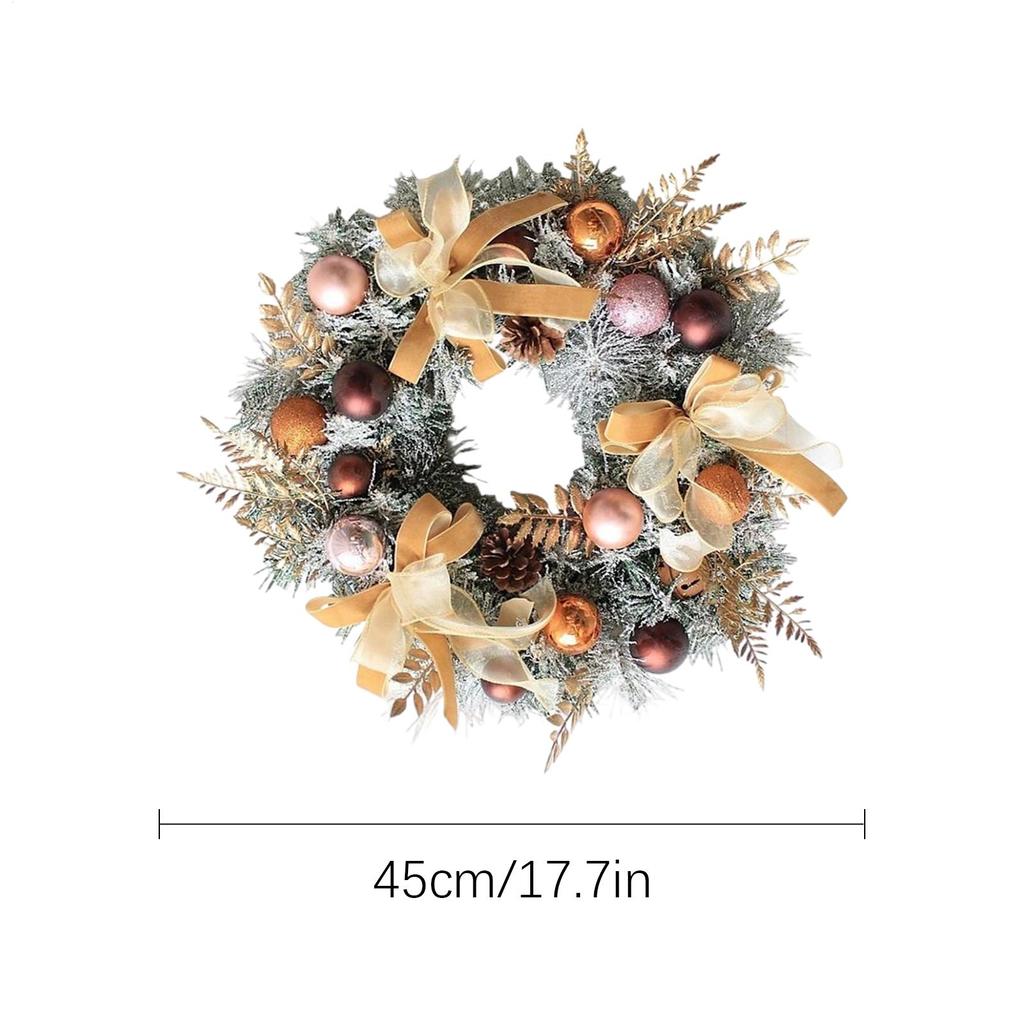 Christmas Wreath Outdoor With Pine Cone Balls Bow Winter Holiday Decor Artificial Christmas Wreath For Entrance Porch Outdoor